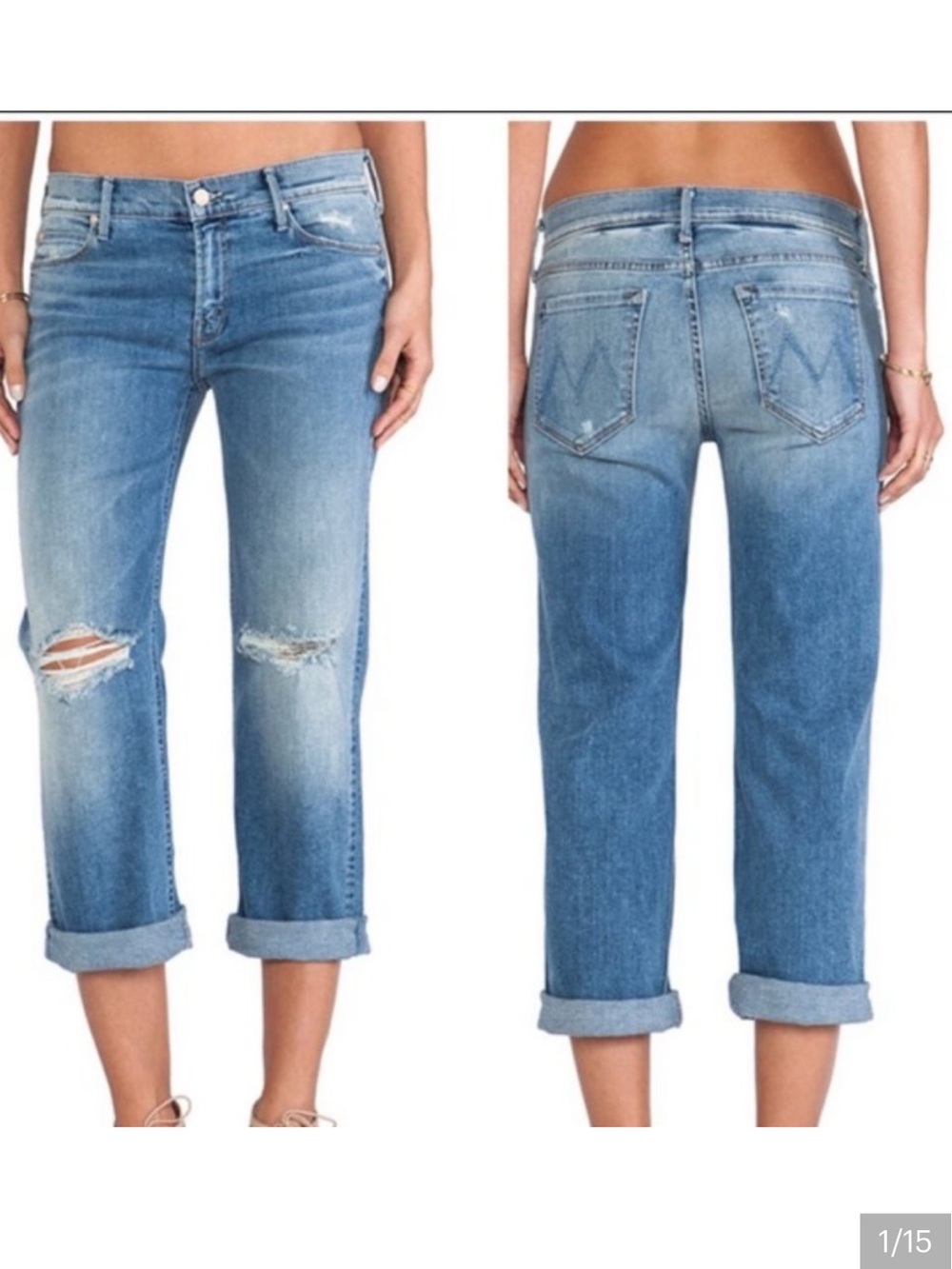 MOTHER Pretender Crop & Roll Wild Thing Jeans
